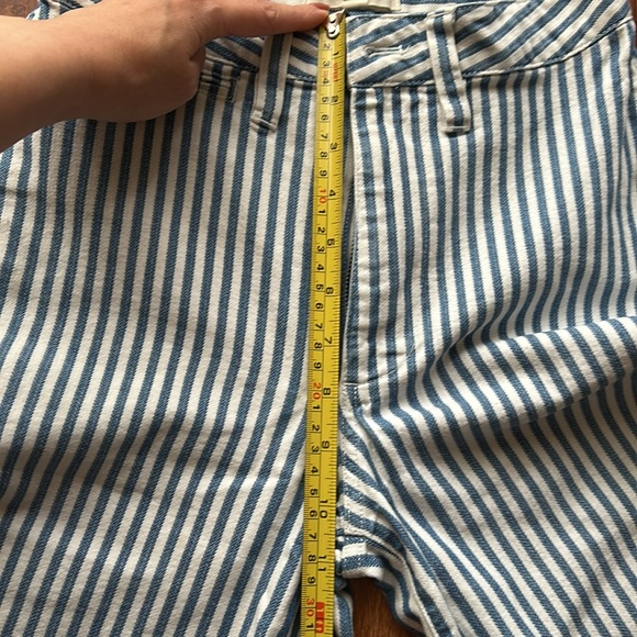 Madewell Emmett Wide-Leg Crop Pant in Herringbone Railroad Stripe 24P Petite GUC - Picture 7 of 10